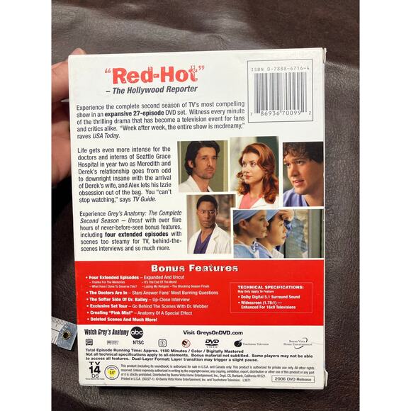 Grey's Anatomy: The Complete‎ Second Season Uncut DVD Set Medical TV Drama - Picture 3 of 11